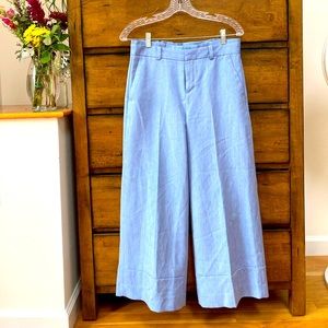 Banana republic chambray color wide leg trouser with pleat back and wide cuff